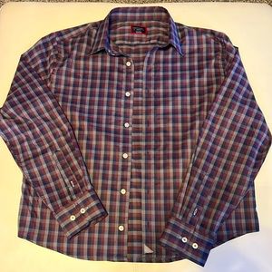 UNTUCKit Medium Button Down Shirt Greyish Burgundy Blue